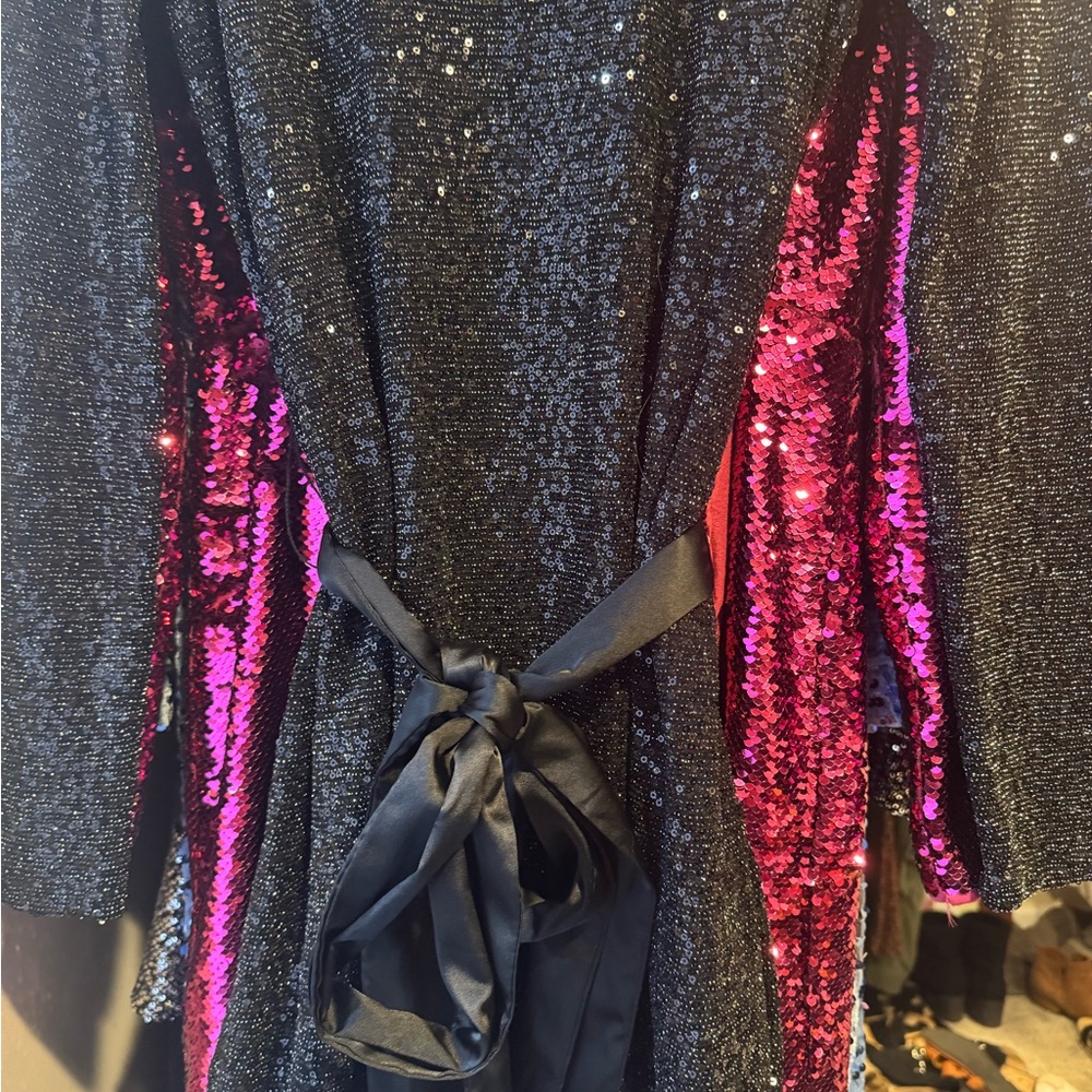 Black Sequin Dress with Bow